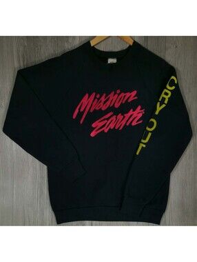 Vintage Mission Earth Crewneck Sweatshirt USA Fruit Of Loom Black Large #14